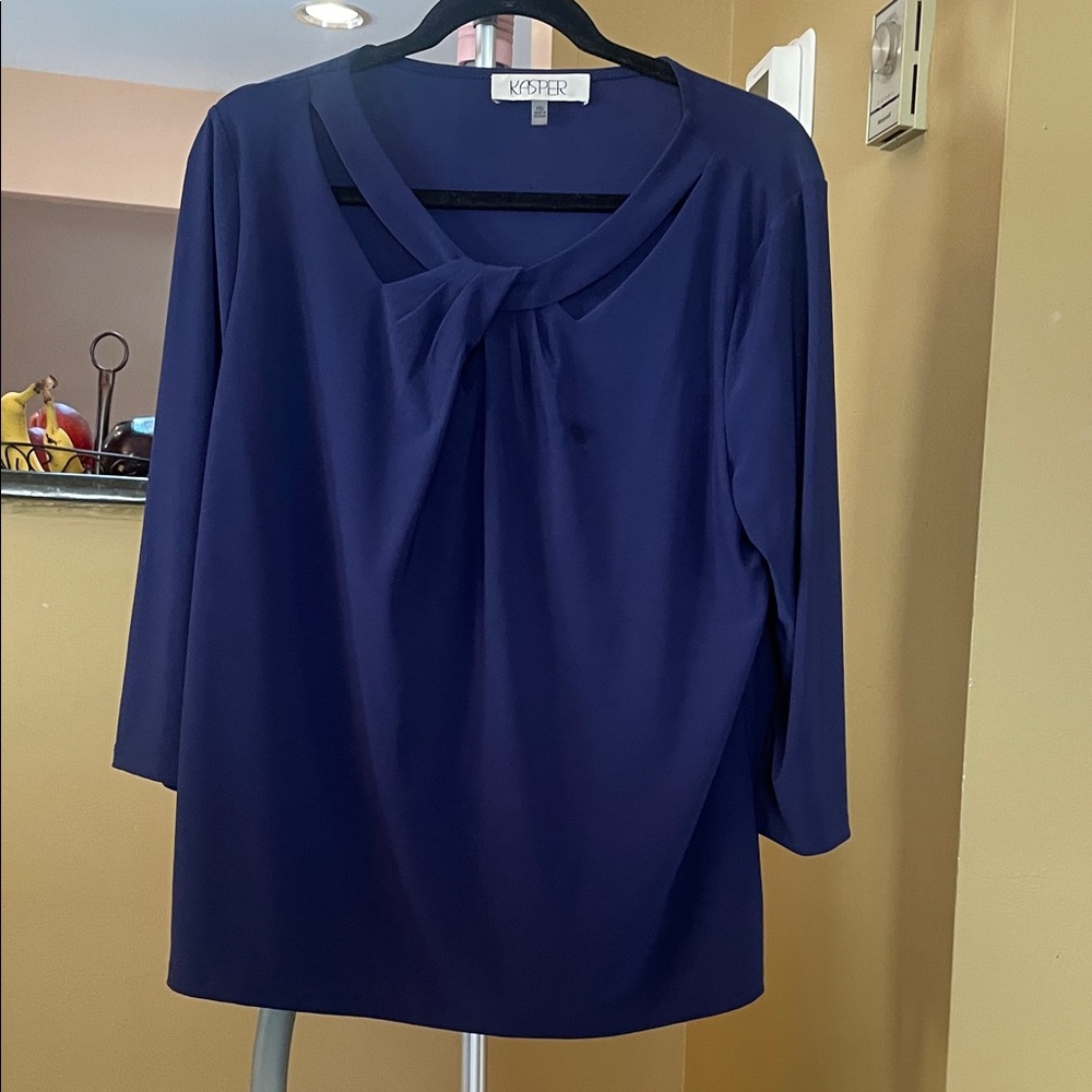 Kasper Women's Elegant Navy Blouse, Sz Petite XL
